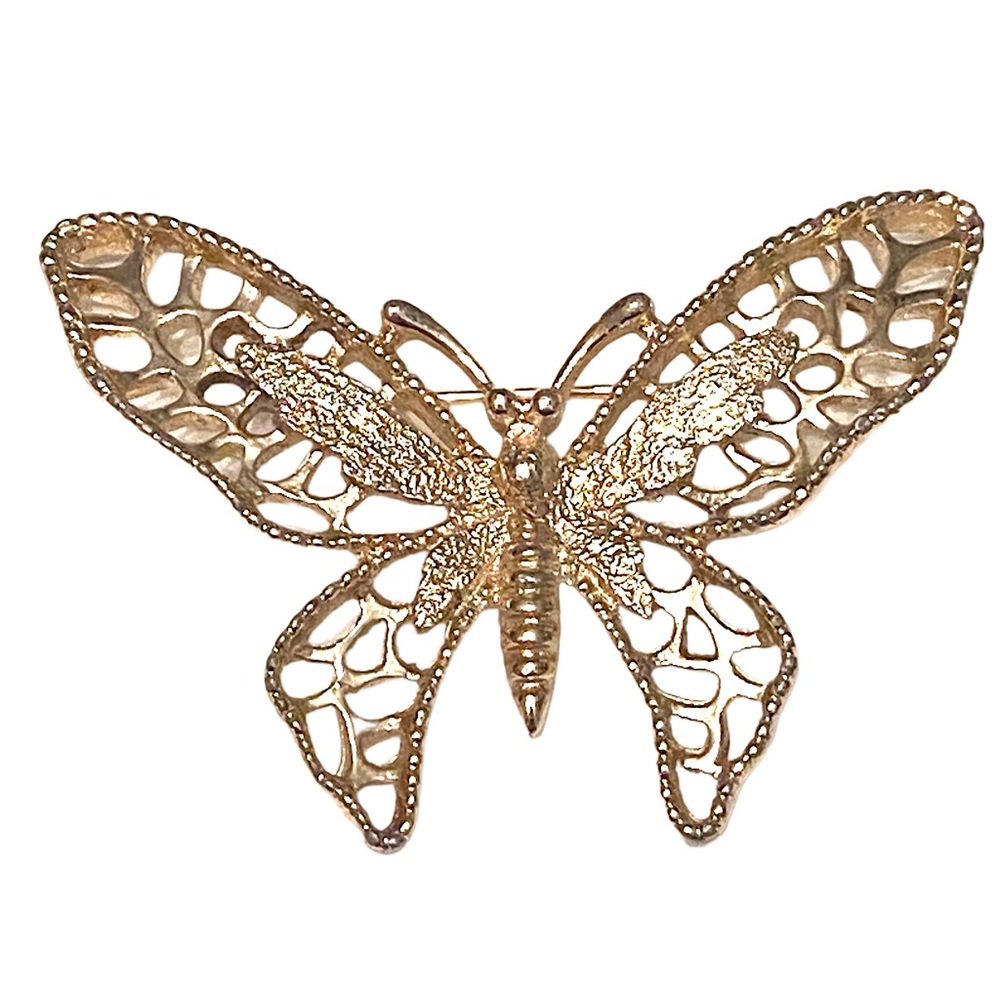 Vintage Sarah Coventry Butterfly Brooch Gold